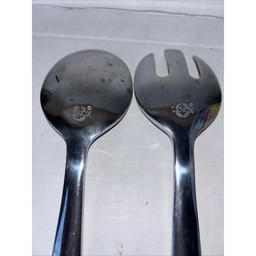 LENOX Metal Salad‎ Serve Fork And Spoon Floral